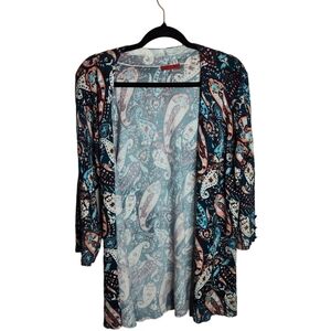 Red Paisley Open Front Cardigan, size M